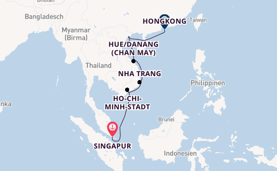 Südostasien ab Singapur, Singapur auf der Silver Muse