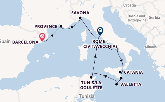 Western Mediterranean from Barcelona, Spain with the Carnival Sunshine