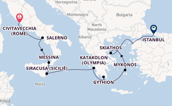 Middellandse Zee vanaf Civitavecchia (Rome), Italië met de Sirena