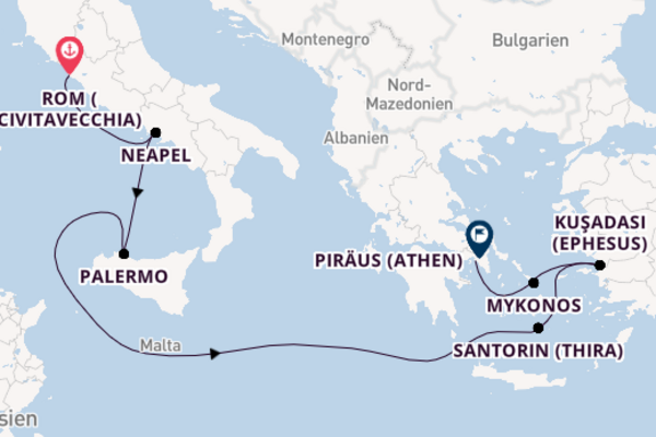 8 Tage Mittelmeer Kreuzfahrt
