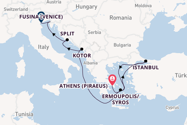 Mediterranean Sea from Athens (Piraeus), Greece with the EXPLORA II