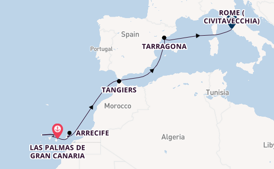 Canary Islands from Las Palmas de Gran Canaria, Canary Islands, Spain with the MSC Fantasia