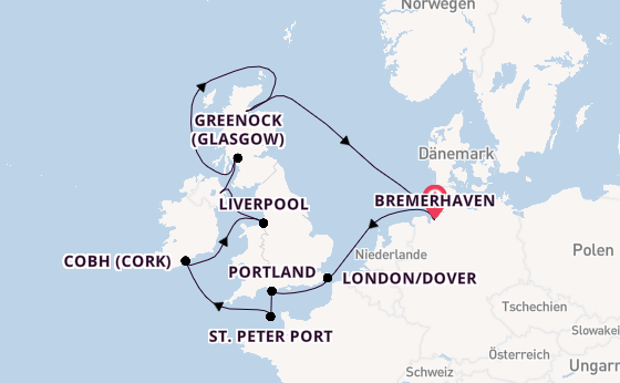 Britische Inseln ab Bremerhaven auf der Mein Schiff 3