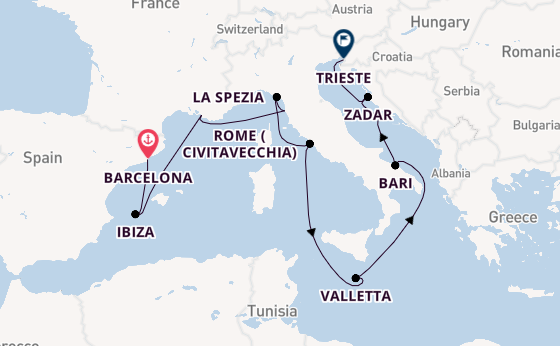 Western Mediterranean from Barcelona, Spain with the Queen Elizabeth