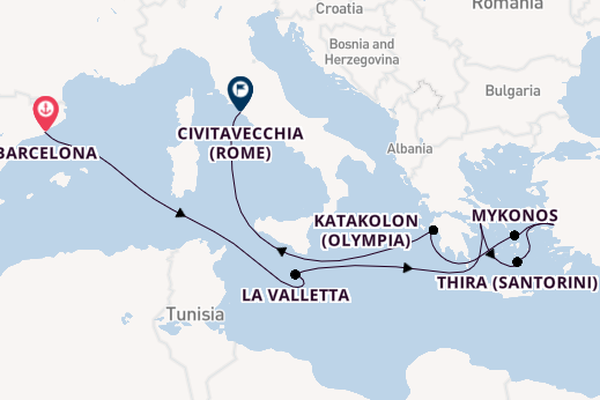 Middellandse Zee vanaf Barcelona, Spanje met de Celebrity Equinox