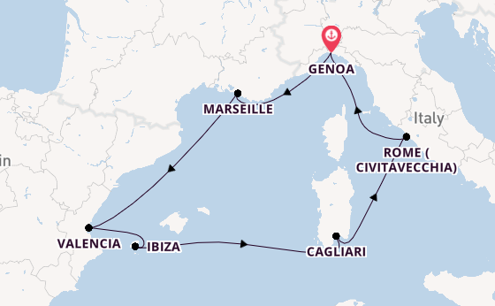Western Mediterranean from Genoa, Italy with the MSC Musica