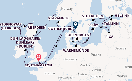 British Isles from Southampton, England with the Marina