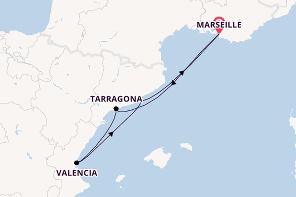 Westelijke Middellandse Zee vanaf Marseille, Frankrijk met de MSC Orchestra