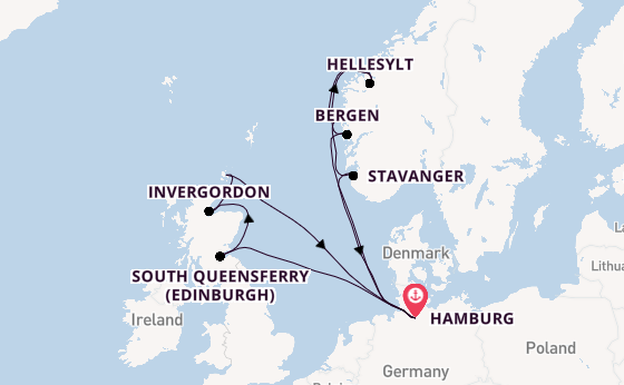 Noorwegen vanaf Hamburg, Duitsland met de Costa Favolosa