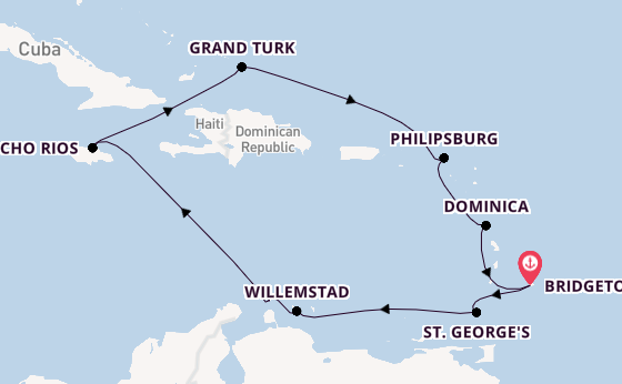 Caribbean from Bridgetown, Barbados with the Britannia 