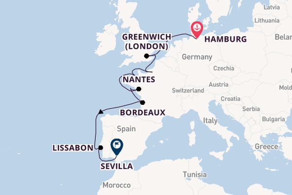 Engeland vanaf Hamburg, Duitsland met de HANSEATIC nature