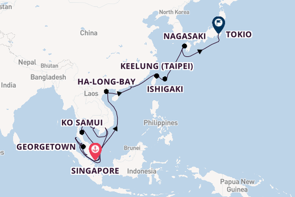 Zuidoost-Azië vanaf Singapore, Singapore met de Sapphire Princess