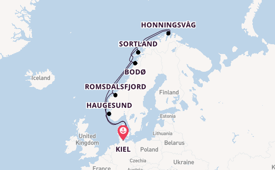Noorwegen vanaf Kiel, Duitsland met AIDAbella