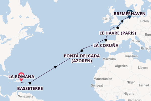 Karibik ab La Romana, Dominikanische Republik auf der Mein Schiff 1