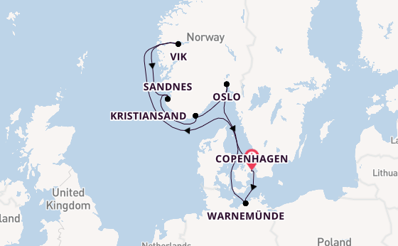 Norway from Copenhagen, Denmark with the MSC Splendida
