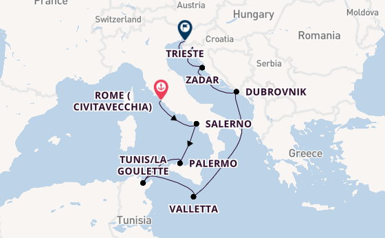 Mediterranean from Rome (Civitavecchia), Italy with the Allura