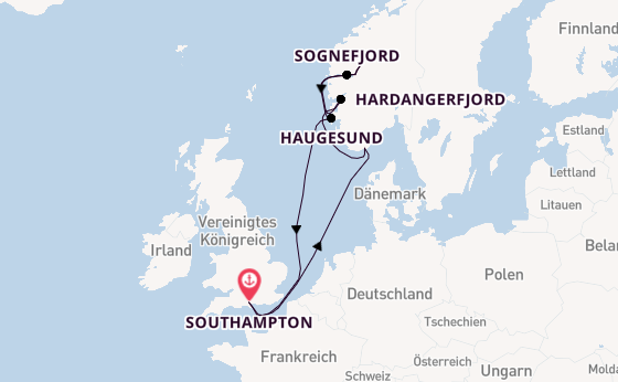 Norwegen ab Southampton, Großbritannien auf der Arvia