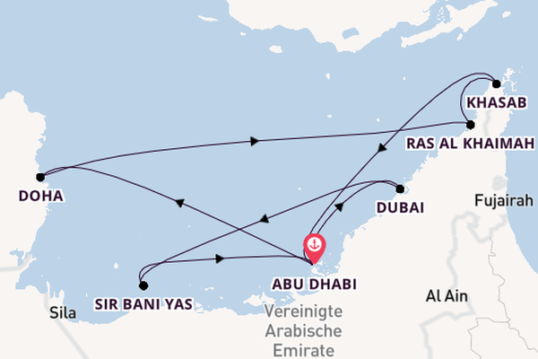 Persischer Golf ab Abu Dhabi, Vereinigte Arabische Emirate auf der Celestyal Discovery