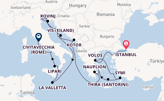 Middellandse Zee vanaf Istanbul, Turkije met de Seabourn Ovation