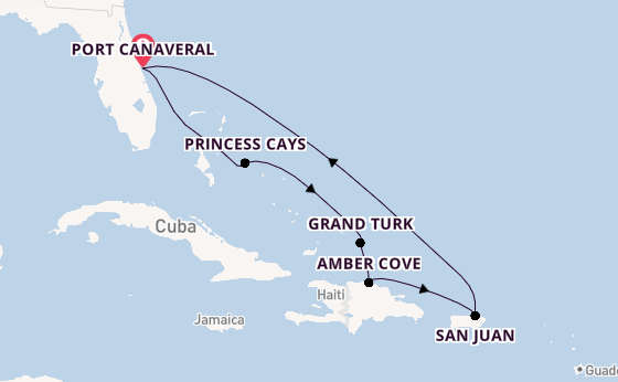 Caribbean vanaf Port Canaveral, Verenigde Staten met de Sky Princess