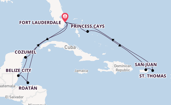 Caribbean vanaf Fort Lauderdale, Verenigde Staten met de Regal Princess