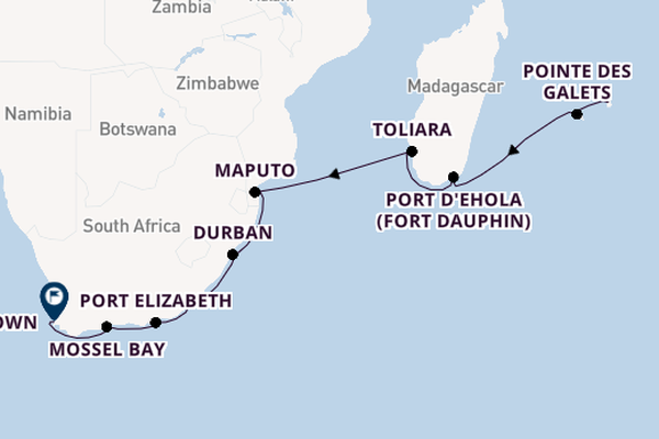 Africa from Port Louis, Mauritius with the Seven Seas Voyager