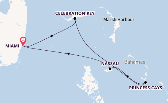 Caribbean from Miami, Florida, USA with the Carnival Sunrise