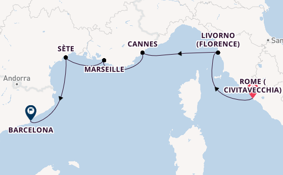 Western Mediterranean from Rome (Civitavecchia), Italy with the Viking Vela