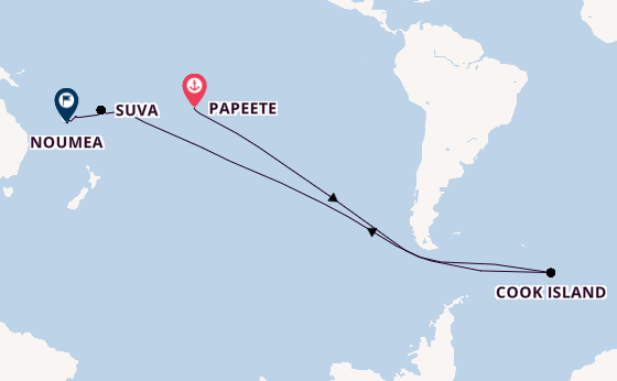 Zuidelijke Stille Oceaan vanaf Papeete, Frans-Polynesië met de HANSEATIC spirit