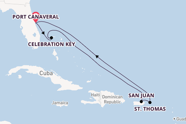 Caribbean from Port Canaveral, Florida, USA with the Carnival Venezia