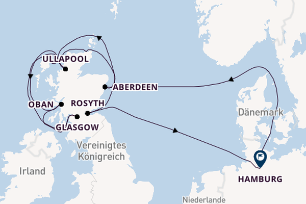 Schottland ab Kiel, Deutschland auf der MS Hamburg