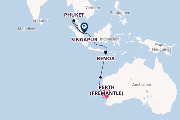 Südostasien ab Perth (Fremantle), Australien auf der Sapphire Princess