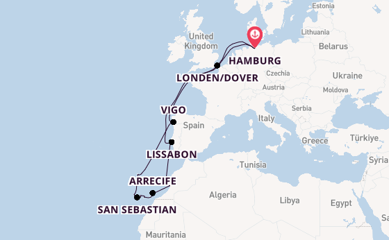 Canarische Eilanden vanaf Hamburg, Duitsland met de Artania