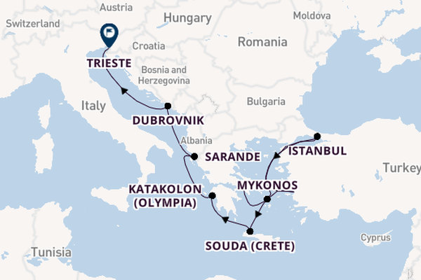 Eastern Mediterranean from Athens (Piraeus), Greece with the Oosterdam