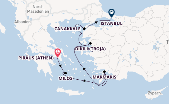Östliches Mittelmeer ab Piräus (Athen), Griechenland auf der Marina