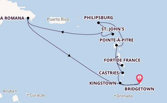 Südliche Karibik ab Bridgetown, Barbados auf der Mein Schiff 4