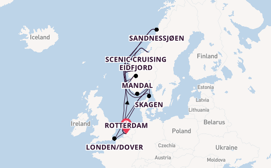Noorwegen vanaf Rotterdam, Nederland met de Nieuw Statendam
