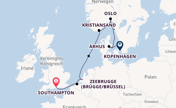 Norwegen ab Southampton, Großbritannien auf der Seven Seas Voyager