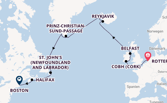 Transatlantik ab Rotterdam, Niederlande auf der Volendam