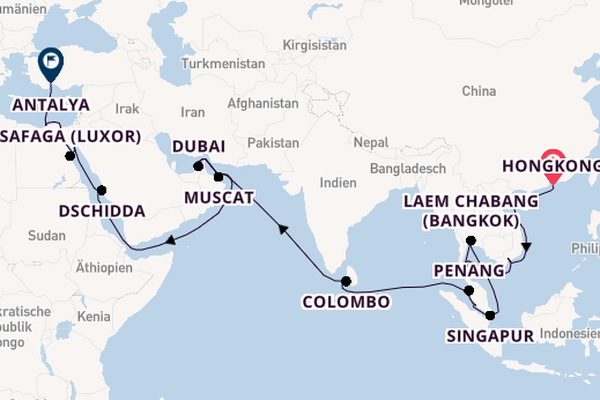 Südostasien ab Hongkong, China auf der Mein Schiff 6