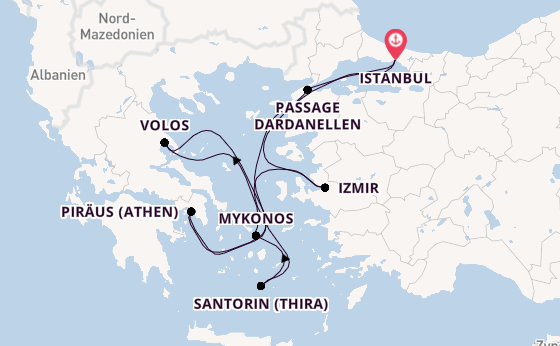 Östliches Mittelmeer ab Istanbul, Türkei auf der Costa Fortuna