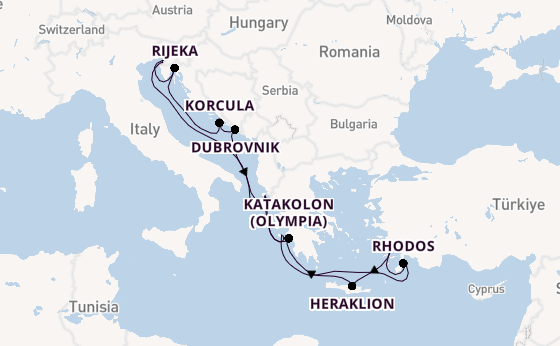 Oostelijke Middellandse Zee vanaf Corfu, Griekenland met AIDAblu
