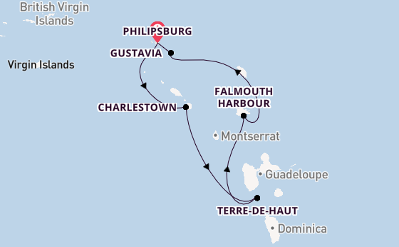 Caribbean vanaf Philipsburg, St. Maarten, Nederlandse Antillen met de Star Flyer