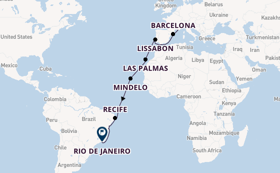 trans-Atlantisch vanaf Marseille, Frankrijk met de Costa Favolosa