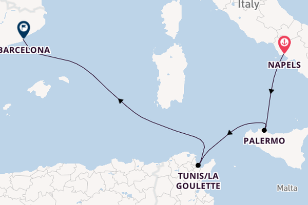 Westelijke Middellandse Zee vanaf Napels, Italië met de MSC Fantasia