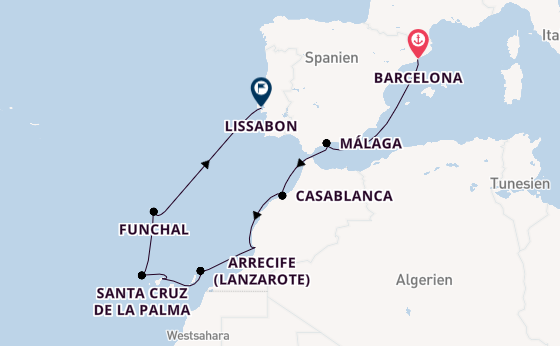 Kanarische Inseln ab Barcelona, Spanien auf der Seven Seas Grandeur