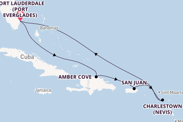 Caribbean from Fort Lauderdale (Port Everglades), Florida, USA with the Island Princess