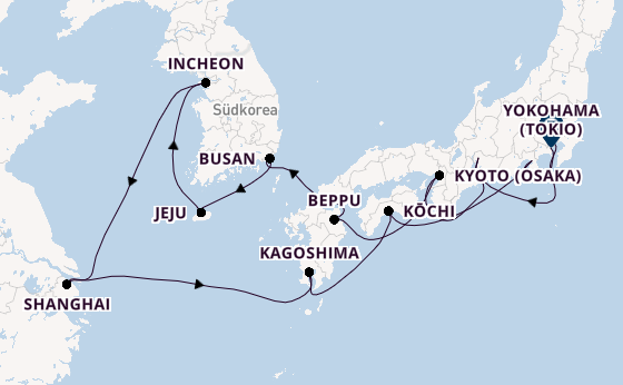 Ostasien ab Tokio, Japan auf der Riviera