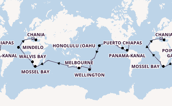 Weltreise ab Fort Lauderdale (Port Everglades), USA auf der Coral Princess