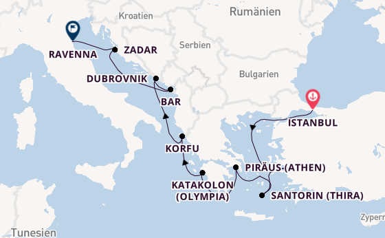 Östliches Mittelmeer ab Istanbul, Türkei auf der Norwegian Viva